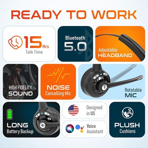 Delton 10X Bluetooth Computer Headset, On-Ear Single Ear Wireless Headset in Saudi Arabia