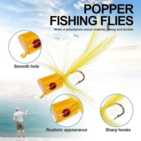 30 Pieces Fishing Lures Kit Bass Poppers Lures Colorful Fishing Bait with Hooks for Freshwater Panfish Assortment(Size 8 and 10,Fresh Colors) in Kuwait