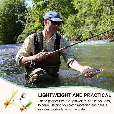 30 Pieces Fishing Lures Kit Bass Poppers Lures Colorful Fishing Bait with Hooks for Freshwater Panfish Assortment(Size 8 and 10,Fresh Colors) in Kuwait