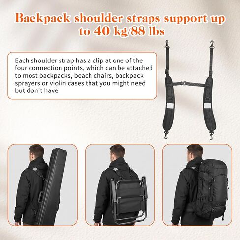 Backpack Straps Padded Bag Shoulder Strap Adjustable Beach Chair Backpack Sprayer Straps Replacement with Ring Buckle for Beach Camping Folding Chairs in Kuwait