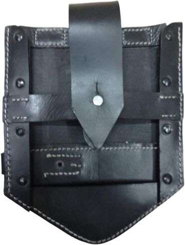 warreplica WWII German Leather Shovel Cover|Black Leather Reproduction for Foldable Entrenching Tool|Historically Accurate E-Tool Carrier for Military Reenactors & Collectors|Durable Field Gear in Kuwait