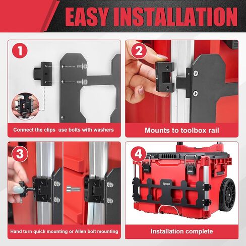 Mounting Plate Compatible with Milwaukee PACKOUT Tool Boxes, Front Rail Organizer Bracket for Rolling Tool Box, Aluminum Storage Mount for Organizers, Crates, Radio & Toolbox Accessories in Kuwait