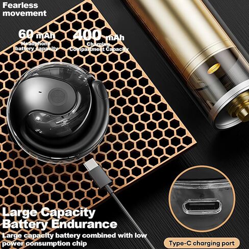 NEW Ultra Bone Conduction Earphones Open Earbuds with Immersive Audio Clear Call,Wireless Bluetooth Ear buds Stable Fit,Robust Bass,Sweat-Proof Sport Open-Ear Headphones with Mic,48H Playtime (Black) in Kuwait