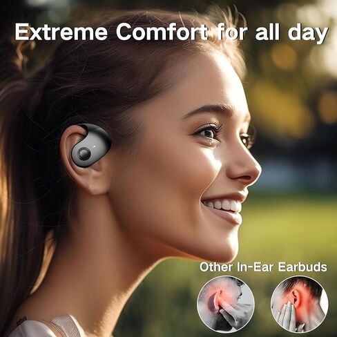 NEW Ultra Bone Conduction Earphones Open Earbuds with Immersive Audio Clear Call,Wireless Bluetooth Ear buds Stable Fit,Robust Bass,Sweat-Proof Sport Open-Ear Headphones with Mic,48H Playtime (Black) in Kuwait