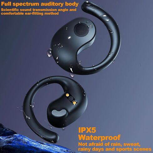 NEW Ultra Bone Conduction Earphones Open Earbuds with Immersive Audio Clear Call,Wireless Bluetooth Ear buds Stable Fit,Robust Bass,Sweat-Proof Sport Open-Ear Headphones with Mic,48H Playtime (Black) in Kuwait