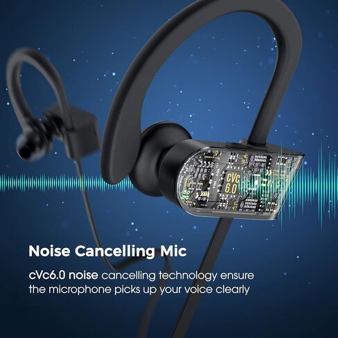 Bluetooth Headphones, Deep Bass Wireless Running Headphones w/16 Hrs Playtime, Bluetooth Earbuds in-Ear w/Earhooks, IPX7 Waterproof Sports Earphones with Microphone for Calls in Kuwait