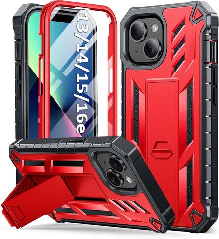 SOiOS for iPhone 13/14/15 Phone Case with Built-in Screen Protector Red in Kuwait