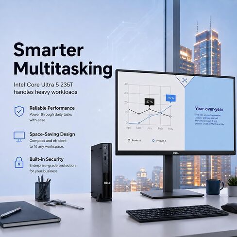 Dell Pro Micro QCM1250 Desktop, Intel Ultra 5 235T, 32GB DDR5 RAM, 1TB SSD in Kuwait