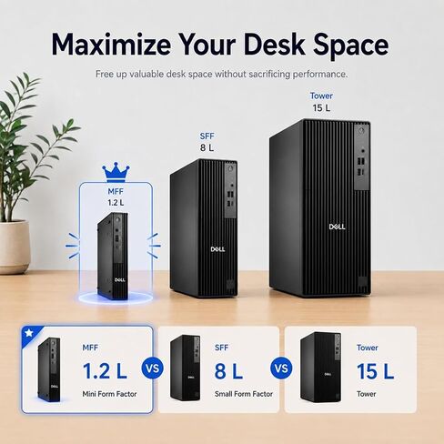 Dell Pro Micro QCM1250 Desktop, Intel Ultra 5 235T, 32GB DDR5 RAM, 1TB SSD in Kuwait