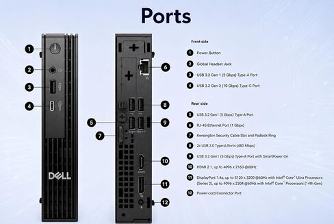 Dell Pro Micro QCM1250 Desktop, Intel Ultra 5 235T, 32GB DDR5 RAM, 1TB SSD in Kuwait