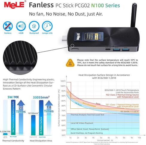 MeLE PCG02 Fanless Mini PC Stick N100 4GB LPDDR5 128GB Desktop Computer in Kuwait