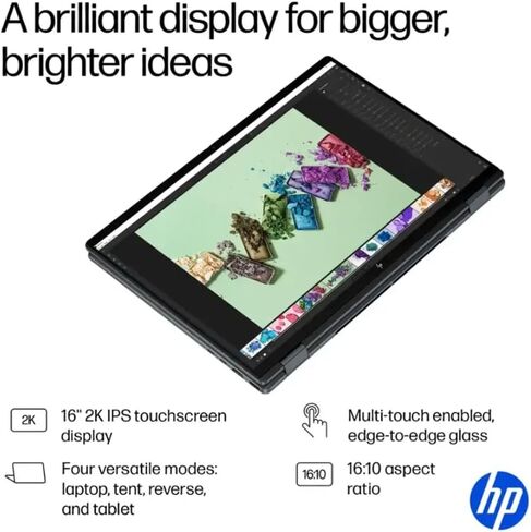 HP Envy 2-in-1 Laptop, OmniBook X Flip 16" FHD+ Touch Copilot+ PC, Intel Core Ultra 7 256V, Intel Arc 140V (8GB), 23H Battery, Win 11, Eclipse Gray, W/Stylus Pen (Win11 Home, 16GB | 2TB SSD) in Kuwait