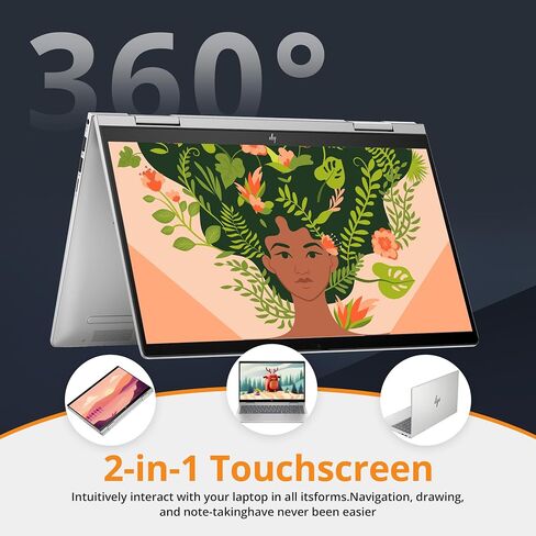 HP Envy x360 2-in-1 14" FHD Touchscreen Laptop, Intel i7-1355U, 16GB RAM, 1TB SSD, Backlit Keyboard, 5MP Camera, Fingerprint Reader, Intel Iris Xe Graphics, Wi-Fi 6E, Win 11, Silver, 32GB USB Card in Kuwait