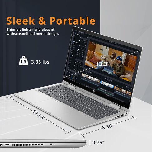 HP Envy x360 2-in-1 14" FHD Touchscreen Laptop, Intel i7-1355U, 16GB RAM, 1TB SSD, Backlit Keyboard, 5MP Camera, Fingerprint Reader, Intel Iris Xe Graphics, Wi-Fi 6E, Win 11, Silver, 32GB USB Card in Kuwait