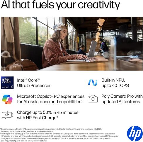 HP OmniBook 7 Flip 16" 2-in-1 Next Gen AI PC, 2K Touchscreen Laptop, Intel Core Ultra 5 226V, 16GB RAM, 512GB SSD, Intel Arc 130V GPU, Windows 11 Home, Copilot+ PC, Glacier Silver, 16-au0000 (Renewed) in Kuwait