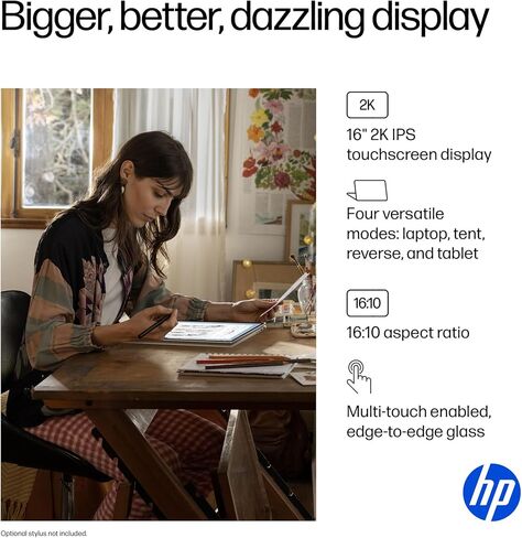 HP OmniBook 7 Flip 16" 2-in-1 Next Gen AI PC, 2K Touchscreen Laptop, Intel Core Ultra 5 226V, 16GB RAM, 512GB SSD, Intel Arc 130V GPU, Windows 11 Home, Copilot+ PC, Glacier Silver, 16-au0000 (Renewed) in Kuwait