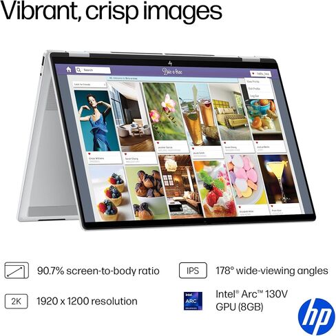 HP OmniBook 7 Flip 16" 2-in-1 Next Gen AI PC, 2K Touchscreen Laptop, Intel Core Ultra 5 226V, 16GB RAM, 512GB SSD, Intel Arc 130V GPU, Windows 11 Home, Copilot+ PC, Glacier Silver, 16-au0000 (Renewed) in Kuwait