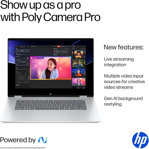HP OmniBook 7 Flip 16" 2-in-1 Next Gen AI PC, 2K Touchscreen Laptop, Intel Core Ultra 5 226V, 16GB RAM, 512GB SSD, Intel Arc 130V GPU, Windows 11 Home, Copilot+ PC, Glacier Silver, 16-au0000 (Renewed) in Kuwait