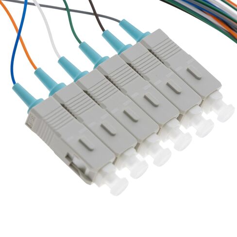 COMZON 6 Strand Fiber Pigtail, OM3 50/125 Multimode, SC/PC, 3m, Aqua Boot in Kuwait