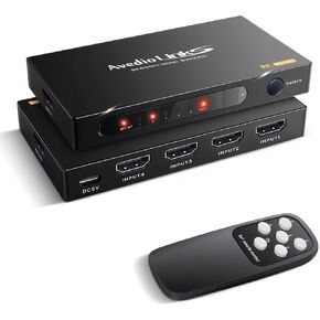 avedio links 8K HDMI2.1 Switch with Remote 5x1, 5 in 1 Out HDMI Splitter with Remote, Auto Switch HDMI Selector Box Support 4K@60Hz, HDCP2.3, HDR, 3D, for PS5, Xbox, Fire Stick, Blu-ray, HDTV in Kuwait