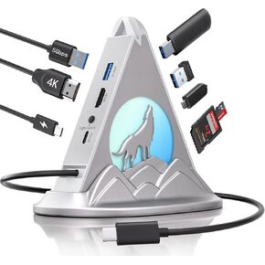 Purple USB C Hub, 8-in-1 USB C Multiport Adapter with 4K@30Hz HDMI, 100W Power Charging, 5Gbps Type C, 3 USB-A 3.0, SD/TF Slots& RGB Lighting, Purple Type C Hub for MacBook, iPhone17, iPad, XPS(Tree) in Kuwait