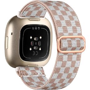 Stretchy Nylon Band Compatible with Fitbit Versa 4 / Versa 3 / Sense 2 / Sense Band, Adjustable Elastic Watch Band for Women, Elastic Soft Breathable Printed Pattern Design Strap in Kuwait
