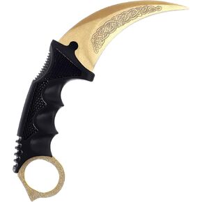 Karambit Knife Trainer - Stainless Steel Practice Training Knife with Sheath for Beginner - 100% Safe Trainer Tool (Golden color) in Kuwait