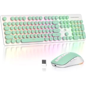 Fogruaden Rechargeable Wireless Keyboard and Mouse, Backlit Cute Keyboard and Mouse Combo with Retro Round Keycap, 2.4G Connectivity for Windows PC, Laptop, Desktops, Computer(Purple) in Kuwait