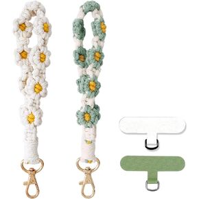 Boho Macrame Phone Wrist Strap, Cell Phone Lanyard with Tether Tab, Keychain Wristlet Charm, Anti-Loss Phone Chain in Kuwait