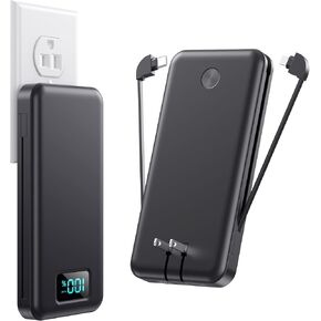 Portable Charger with Built-in AC Plug and Cables,13800mAh All in One USB C Fast Charging Power Bank,Travel Essentials Portable Phone Charger Battery Pack for iPhone 17/16/15/14/13,Galaxy,Android etc in Kuwait