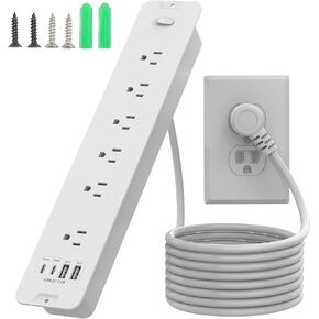 Recessed Power Strip, Flush Mount Power Strip with USB Ports, PD 20W USB C Fast Charging, 6 FT Extension Cord Surge Protector with1800J, Furniture Hidden Outlet for Side Table, End Table in Kuwait