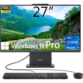 Lenovo IdeaCentre 27" All-in-One Desktop Computer, 10-core Intel i7-13620H, 16GB DDR5, 512GB SSD, Wi-Fi 6, USB-C, HDMI in&Out, Wired KB&Mouse, Windows 11 Pro in Kuwait
