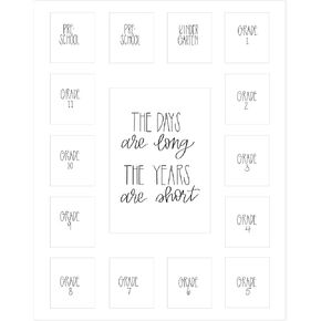 School Days Picture Mat with Multiple Openings - School Years Photo Collage - No Frame - 2 Pre-School & Kindergarten to 12th Grade (15 Photos, 2PreK - 12th White) in Saudi Arabia