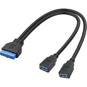 MEIRIYFA Motherboard 19/20 Pin Header Female to Dual USB 3.0 A Female Cable in Kuwait