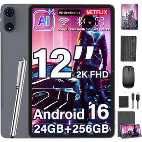 12 Inch Tablet - Android 16 Tablet with Keyboard, 24GB+256GB+2TB Expand in Kuwait