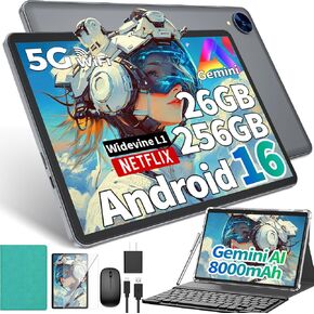 Android 16 tablet 10 inch, Tablet with 26GB+256GB+2TB Expand, Green Case in Kuwait