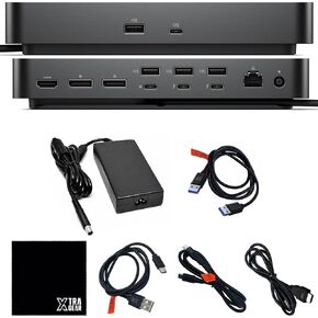Dell SD25TB4 Pro Thunderbolt 4 Docking Station, 8K Display Support, 130W Adapter, Bundled with USB-C to C, USB-C to A, USB-A to A, HDMI Cables & Cleaning Cloth - Full Connectivity Accessory Kit in Kuwait