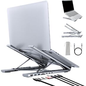 aceyoon 8 in 1 USB C Laptop Stand Docking Station with Type-C Cable Adjustable Laptop Riser Hub 4K 30Hz PD 100W Portable Notebook Dock Stand for MacBook, Pro, Air, Dell, HP, Surface, Lenovo in Saudi Arabia