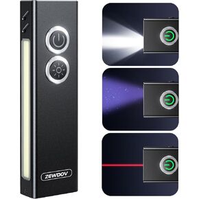 Zewdov 1300LM EDC Pocket Flashlight, 5-in-1 (Spotlight/UV/Red Beam/Floodlight/Red LED) Rechargeable Magnetic/Clip Flat Flashlight, IP44 Waterproof, for Outdoor/Emergency/Work/Pet Urine Detection in Saudi Arabia