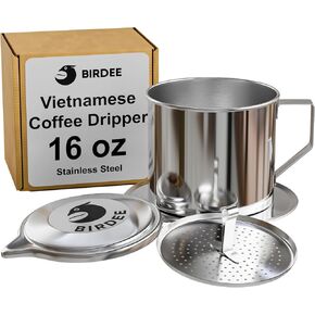 Birdee Vietnamese Coffee Dripper - 12 oz, Stainless Steel, Medium Drip Filter, Durable, Dishwasher Safe, Home Use, Travel, Camping, Gift Sets in Saudi Arabia