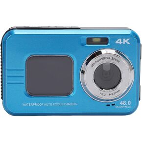 Diydeg 4K Underwater Camera, 48MP HD Dual Screen Selfie 16X Zoom Autofocus 11.5FT Camera, Digital for Snorkeling, Surfing, Swimming (Blue) in Kuwait