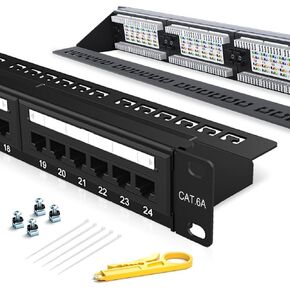 24 Port Patch Panel CAT6A Rack Mount 19inch Ethernet Patch Panel Punch Down for Cat6A,Cat6, Cat5e, Cat5 Cabling（EC Listed） in Kuwait