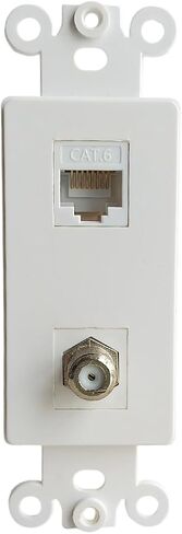 CAT6 Ethernet Coax Decorator Insert Wall Plate Female to Female - Coaxial CAT 6 RJ45 Keystone Jack Faceplate for Decorator Wallplate in Kuwait