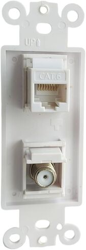 CAT6 Ethernet Coax Decorator Insert Wall Plate Female to Female - Coaxial CAT 6 RJ45 Keystone Jack Faceplate for Decorator Wallplate in Kuwait