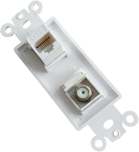 CAT6 Ethernet Coax Decorator Insert Wall Plate Female to Female - Coaxial CAT 6 RJ45 Keystone Jack Faceplate for Decorator Wallplate in Kuwait