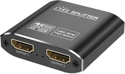 HDMI Splitter 1 in 2 Out-HDCP 2.2, 18Gbps 4K@60Hz HDR10,Splitter for Dual Monitors Support EDID Management, for Laptops/PS5/X Box/TV/Roku/PC/Monitor(1 Source to 2 Displays) in Kuwait