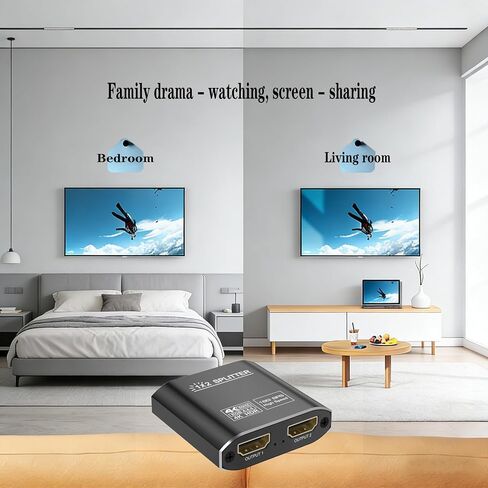 HDMI Splitter 1 in 2 Out-HDCP 2.2, 18Gbps 4K@60Hz HDR10,Splitter for Dual Monitors Support EDID Management, for Laptops/PS5/X Box/TV/Roku/PC/Monitor(1 Source to 2 Displays) in Kuwait