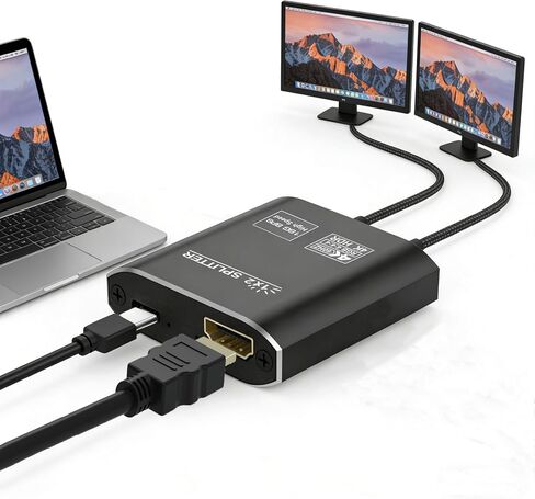 HDMI Splitter 1 in 2 Out-HDCP 2.2, 18Gbps 4K@60Hz HDR10,Splitter for Dual Monitors Support EDID Management, for Laptops/PS5/X Box/TV/Roku/PC/Monitor(1 Source to 2 Displays) in Kuwait