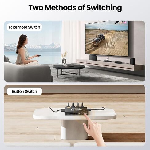avedio links 8K HDMI2.1 Switch with Remote 5x1, 5 in 1 Out HDMI Splitter with Remote, Auto Switch HDMI Selector Box Support 4K@60Hz, HDCP2.3, HDR, 3D, for PS5, Xbox, Fire Stick, Blu-ray, HDTV in Kuwait