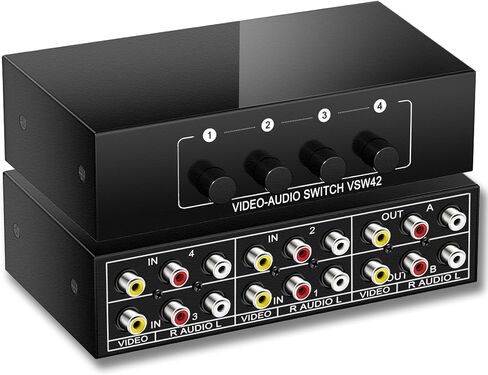 4 in 2 Out RCA AV Switch Composite Video Stereo Audio Switcher in Saudi Arabia